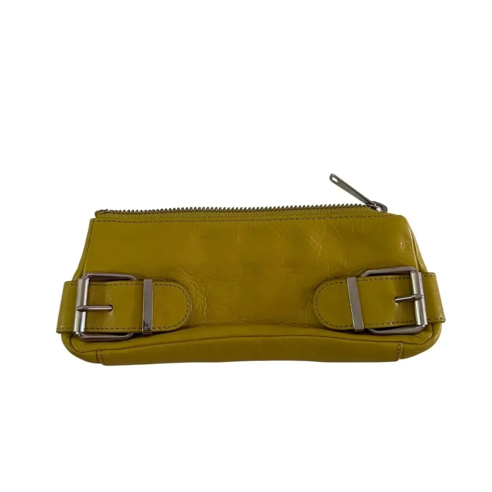 VTG Y2K 2000s Green Leather Coin Purse Clutch Fall 2004 Bratz Silver Buckle
